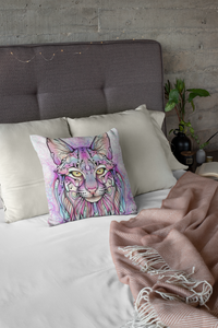 Pink Lynx Velvet Pillow Case