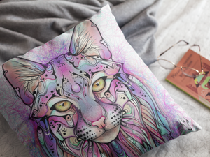 Pink Lynx Velvet Pillow Case