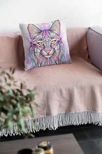 Pink Lynx Velvet Pillow Case