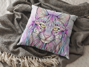 Pink Lynx Velvet Pillow Case